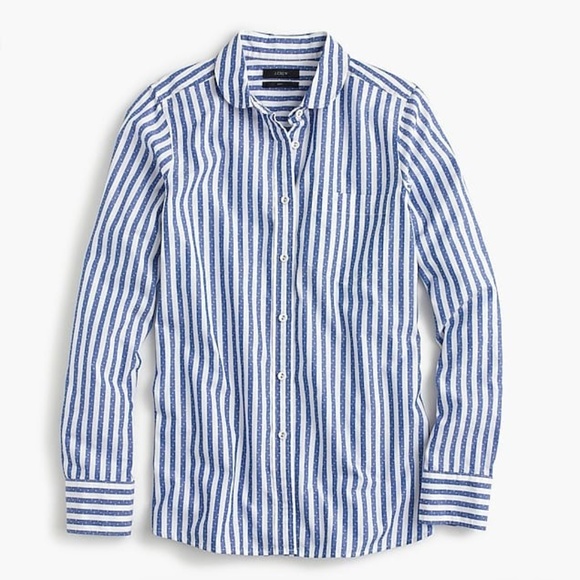 J. Crew Tops - J Crew Club Collar Striped Boy Shirt